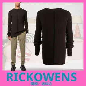 RICK OWENS  |Crew Neck Cashmere Street Style Long Sleeves Plain Logo