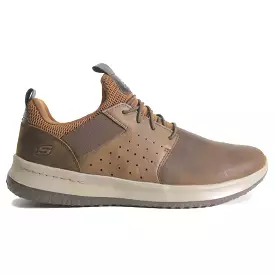 Skechers Delson Axton 65870-BRW Leather Mens Trainers - Brown - UK 10.5