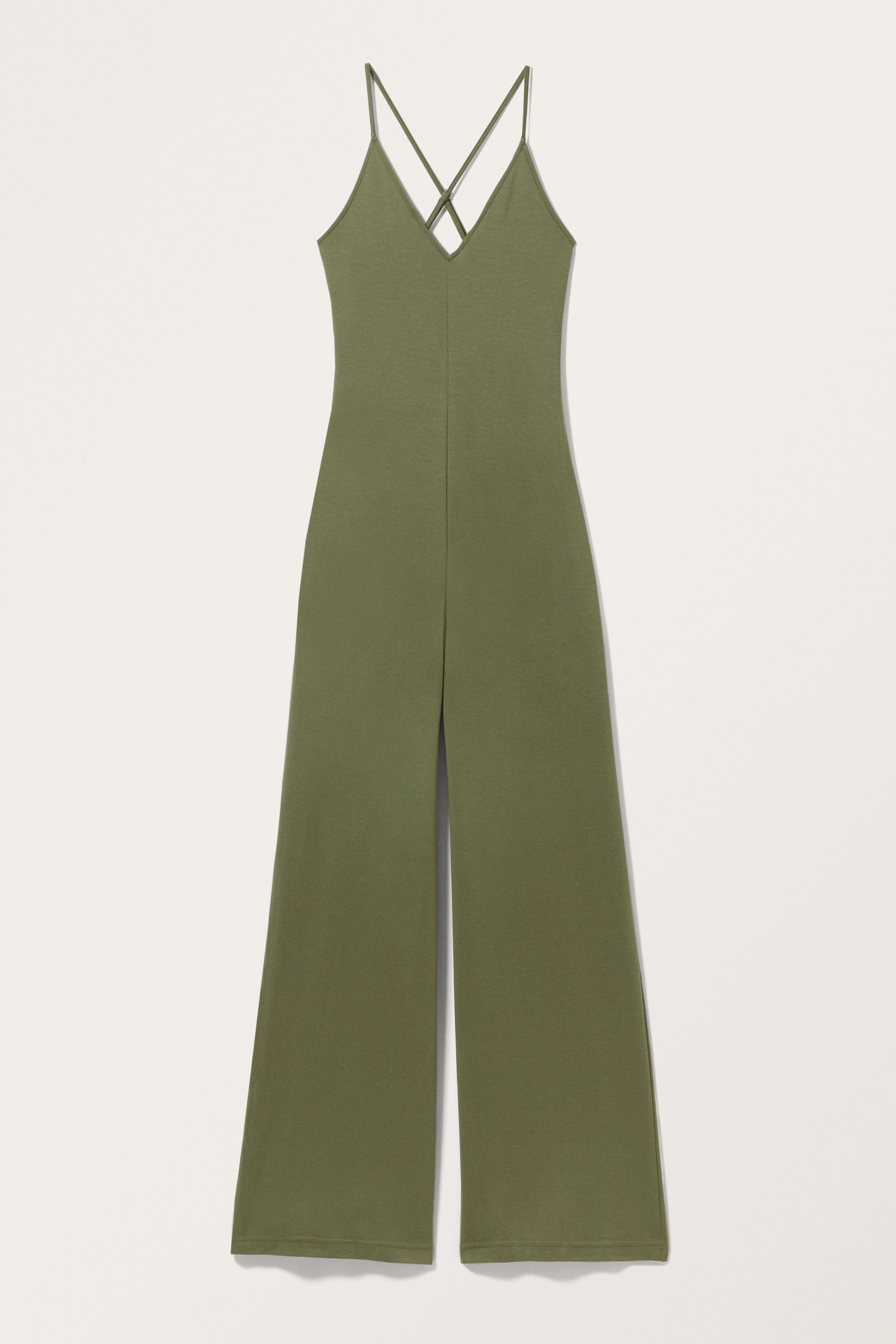 Sleeveless Long Jumpsuit - Sleeveless - Khaki Green - Ladies | H&M GB