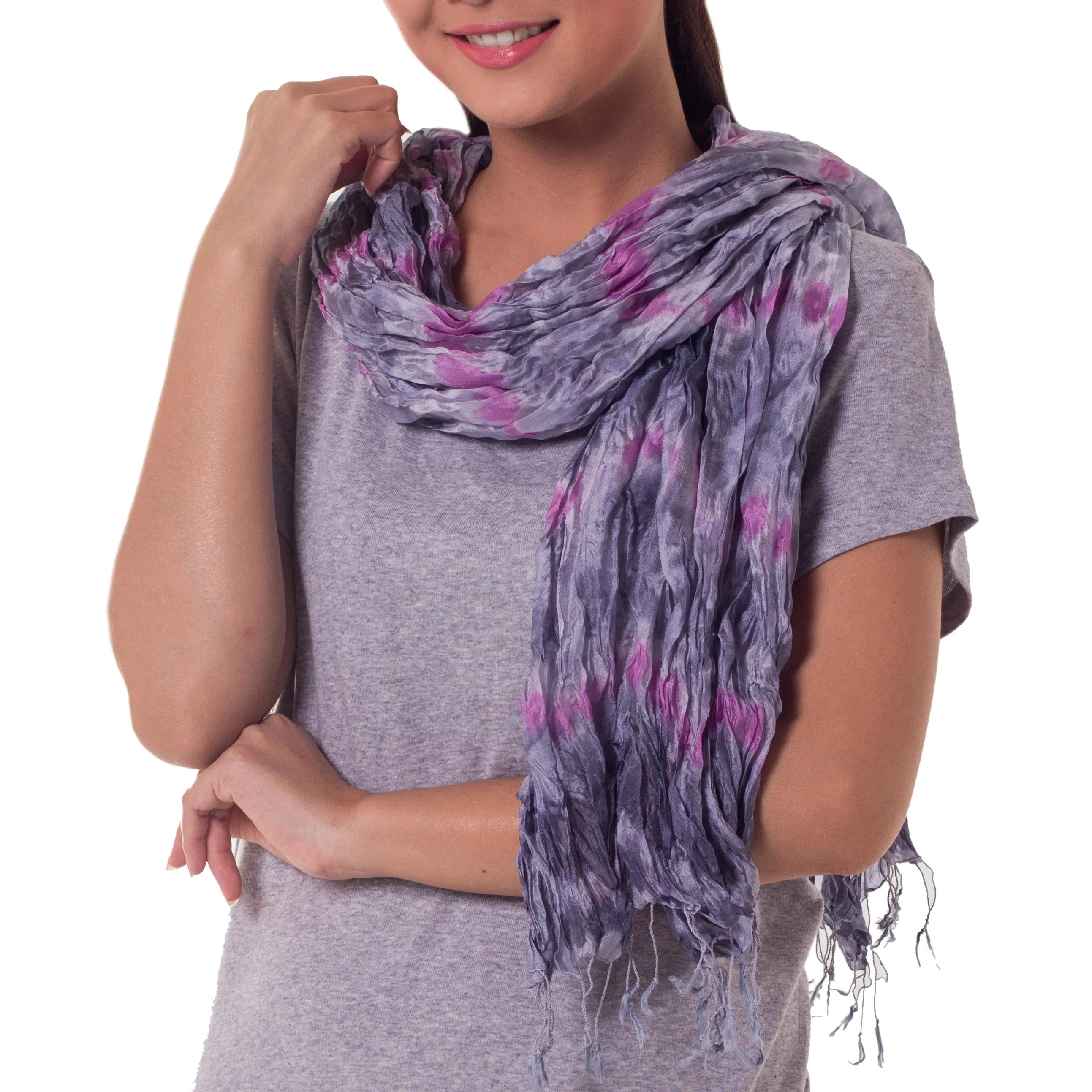 Smoky Rose Tie-Dye Scarf from Thailand