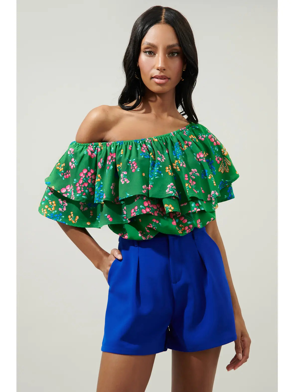 Spring Breeze Charmer Floral Off Shoulder Top