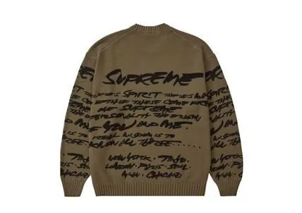 Supreme  |Unisex Street Style U-Neck Plain Logo Skater Style Sweaters