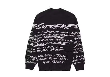 Supreme  |Unisex Street Style U-Neck Plain Logo Skater Style Sweaters