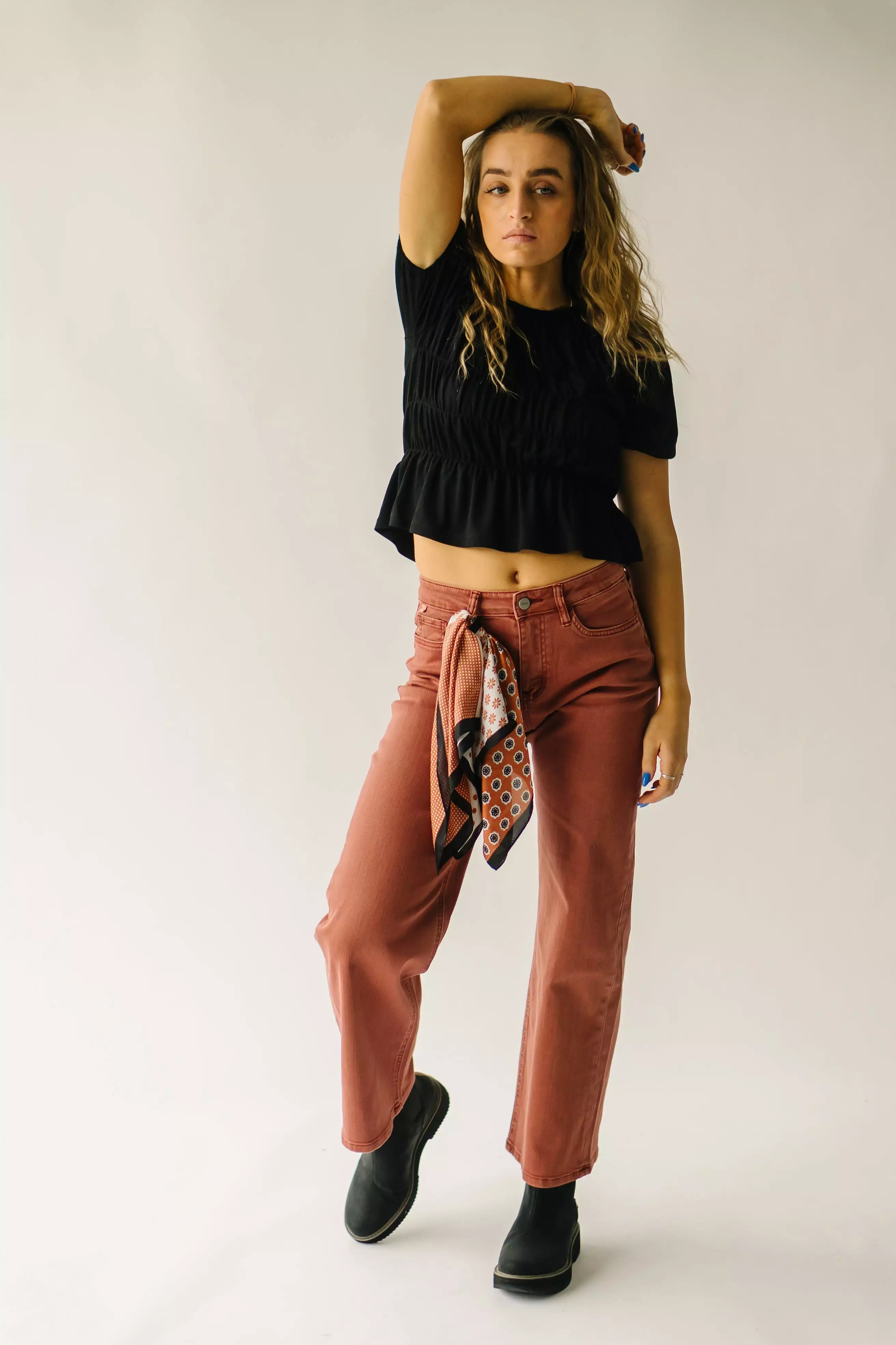 The Colvin Super High Rise Wide Leg Jean in Brick