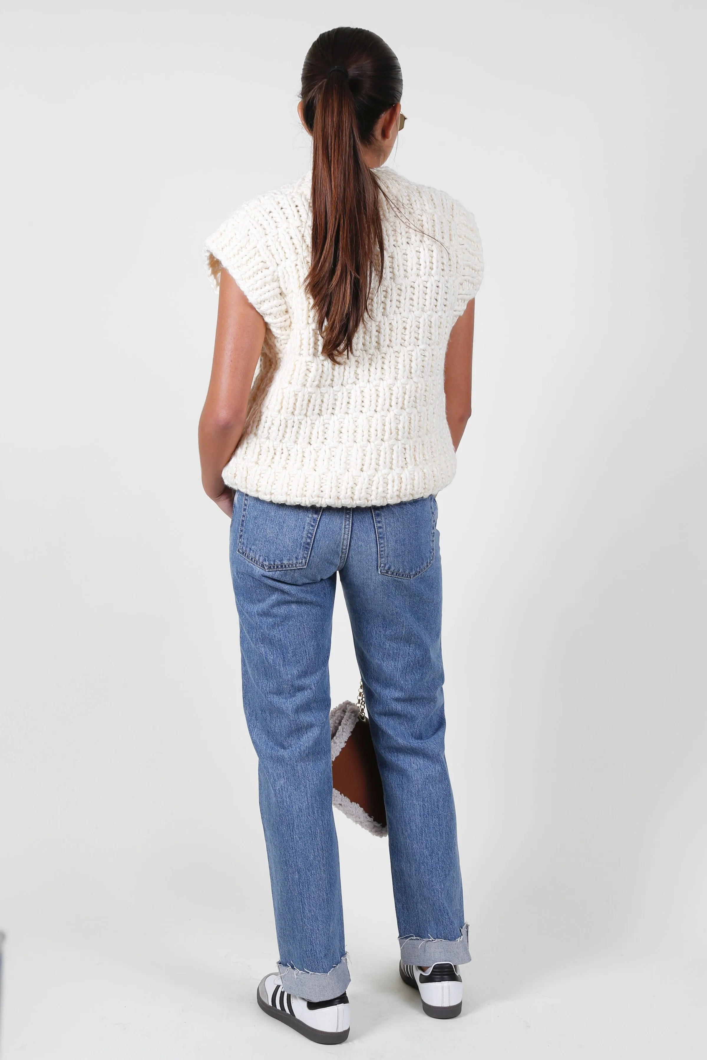 The Lyla Knit Sweater Vest - Ivory