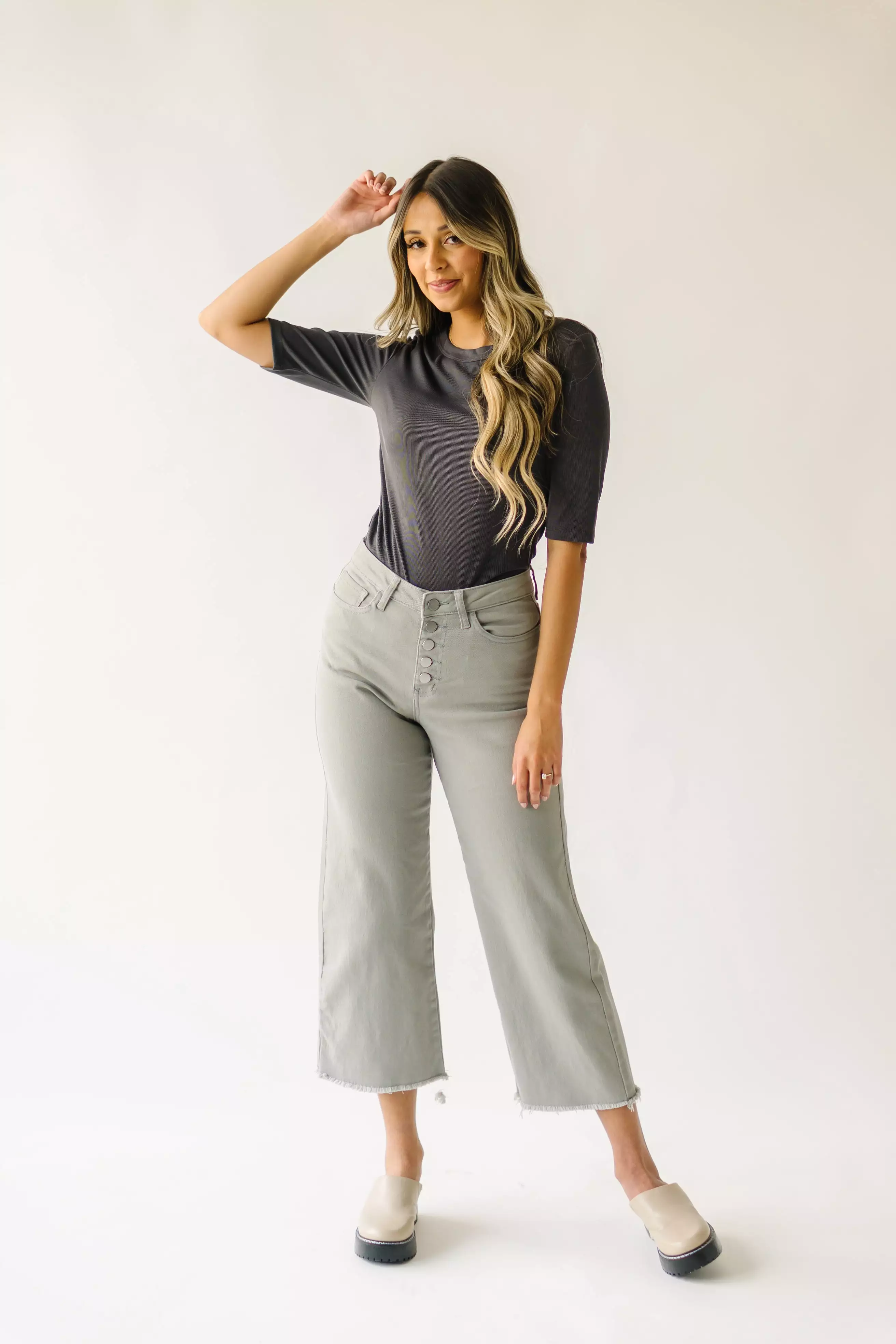 The Matilda Wide Leg Jean in Sage Denim