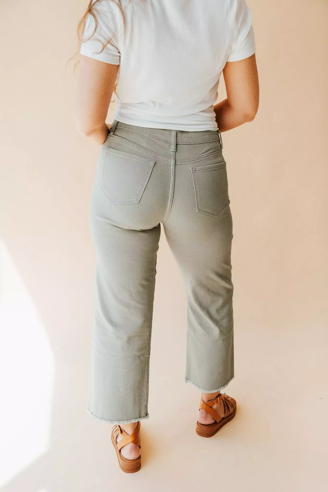 The Matilda Wide Leg Jean in Sage Denim