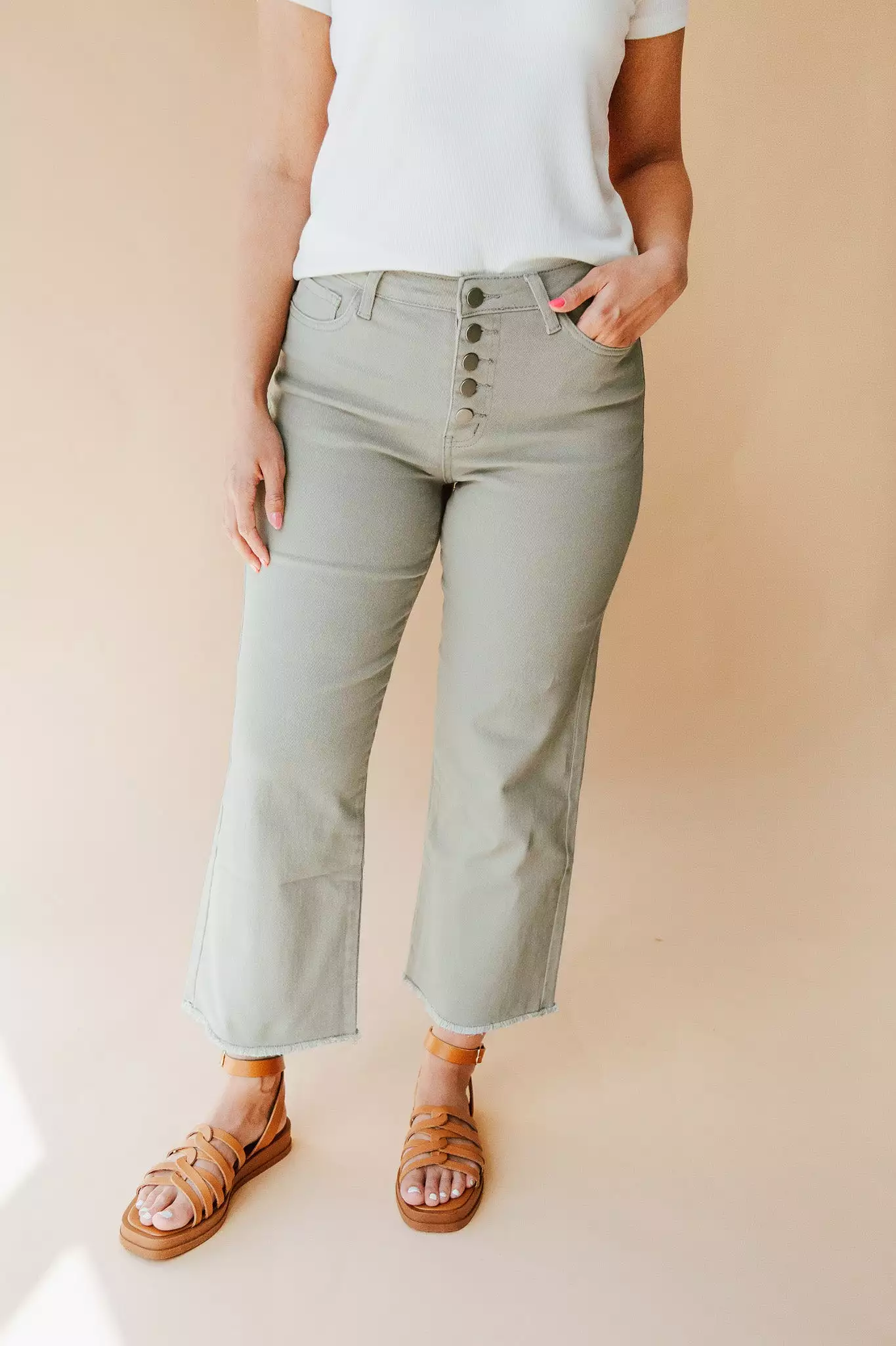 The Matilda Wide Leg Jean in Sage Denim