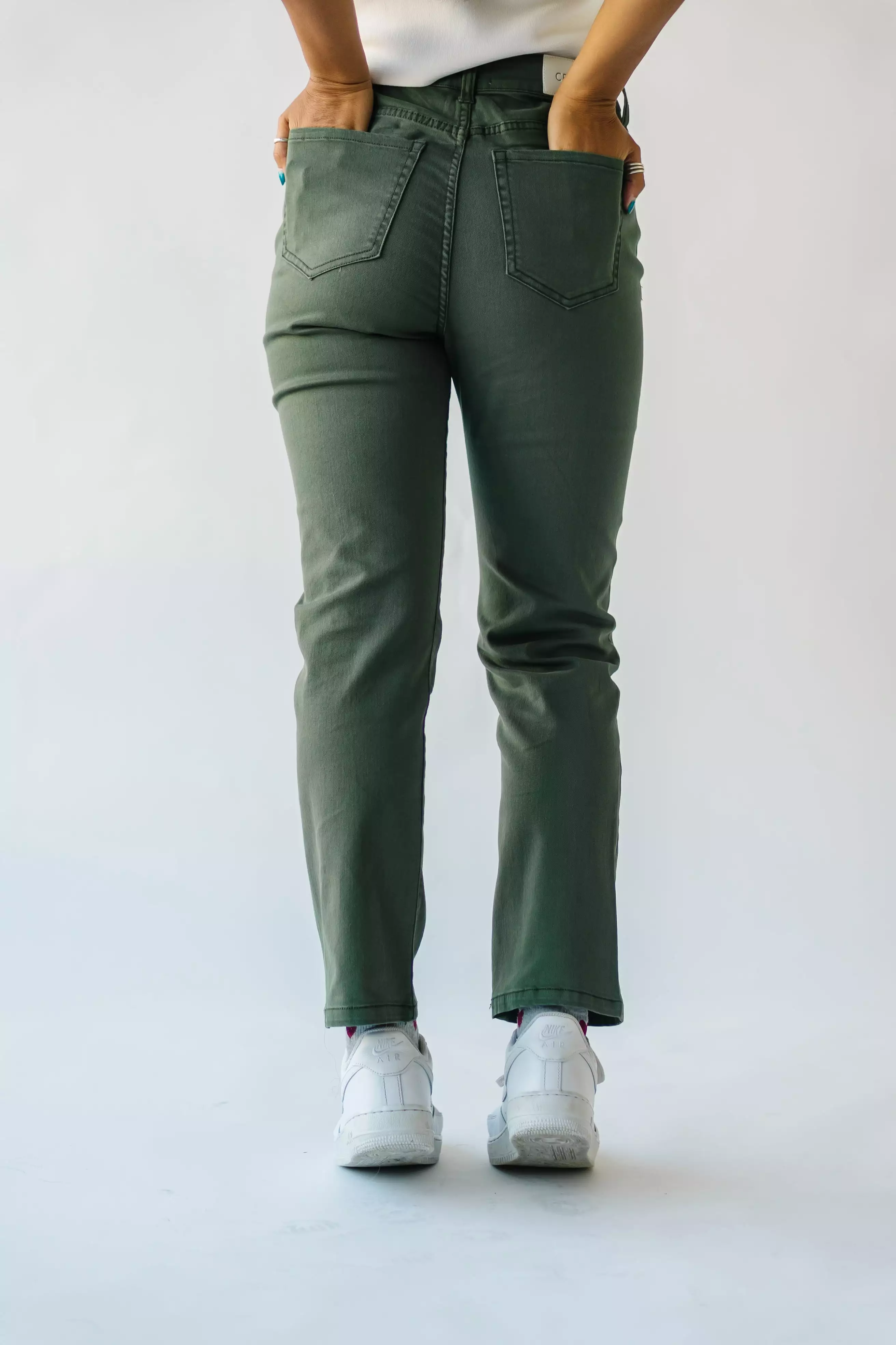 The Roberta High Rise Straight Leg Jean in Olive