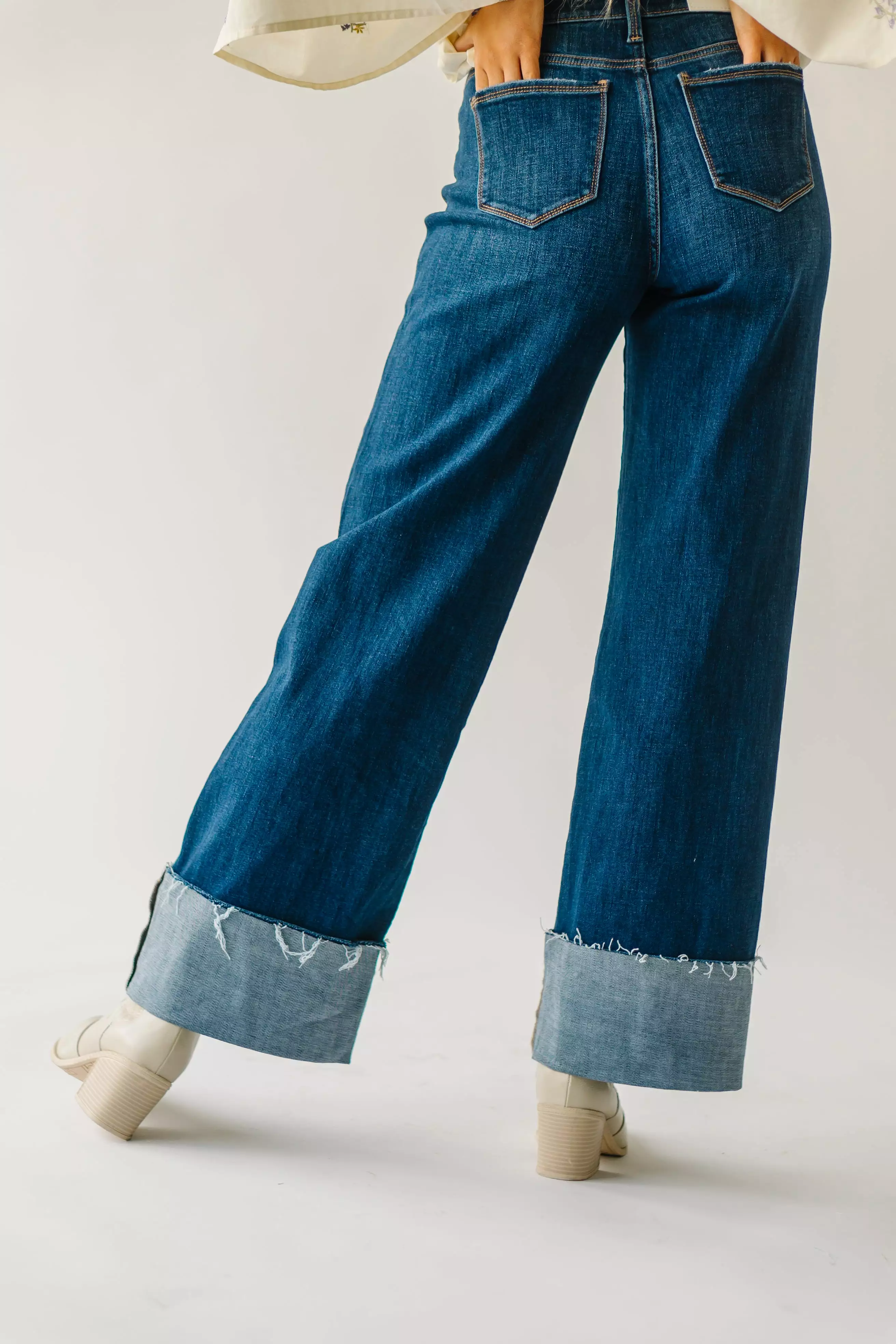 The Zena High Rise Wide Leg Jean in Dark Blue