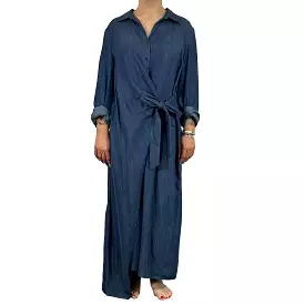 Tibi Denim Maxi Shirt Wrap Dress L/XL/XXL