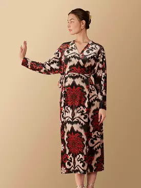 Velvet Floral Wrap Dress