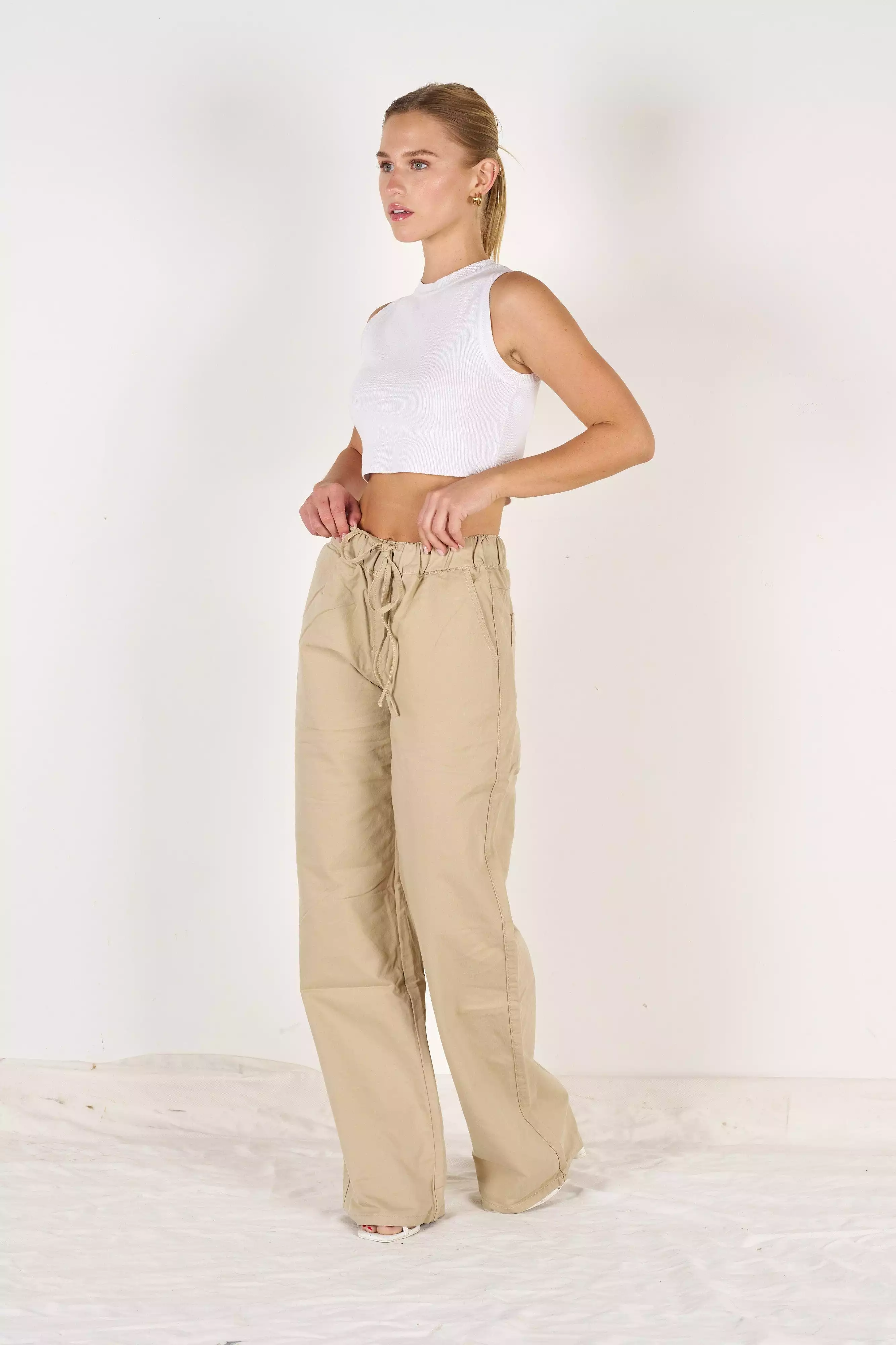 Wakee Denim (By Lily) Flare Leg Ladies Pant - Camel BA171-10