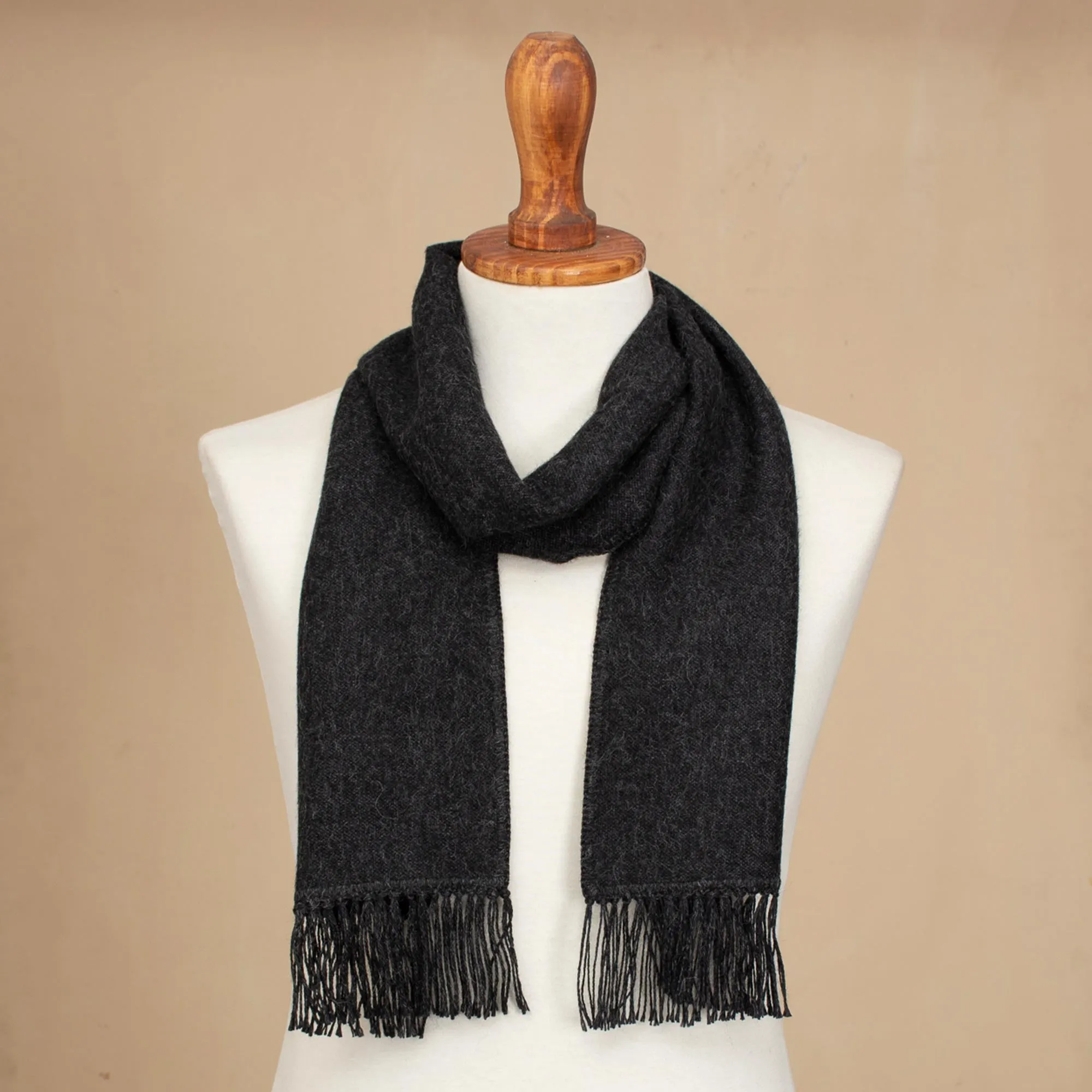 Winter Chic in Graphite Grey Alpaca Blend Scarf