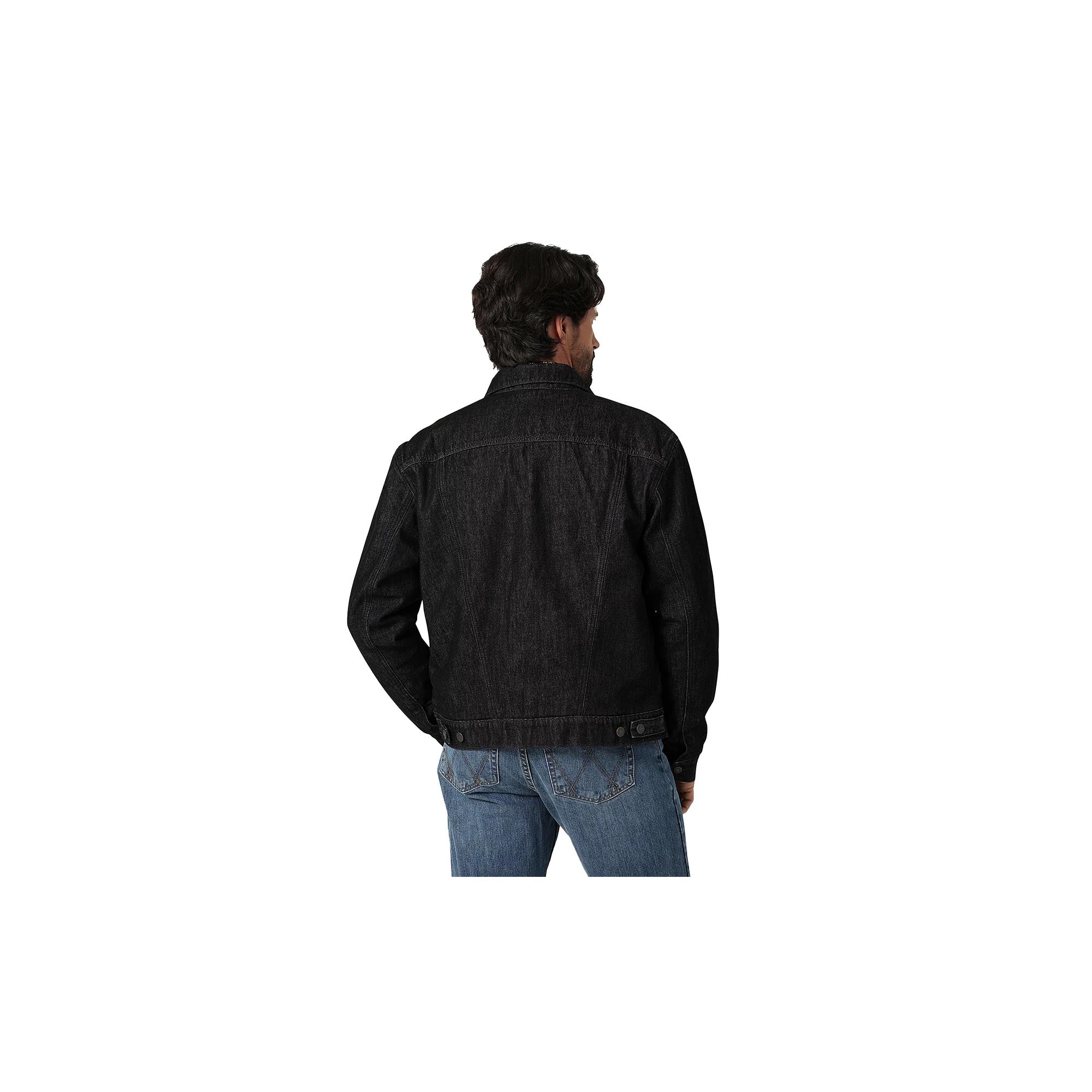 Wrangler Denim Jacket Sherpa Lined Black Obelisk