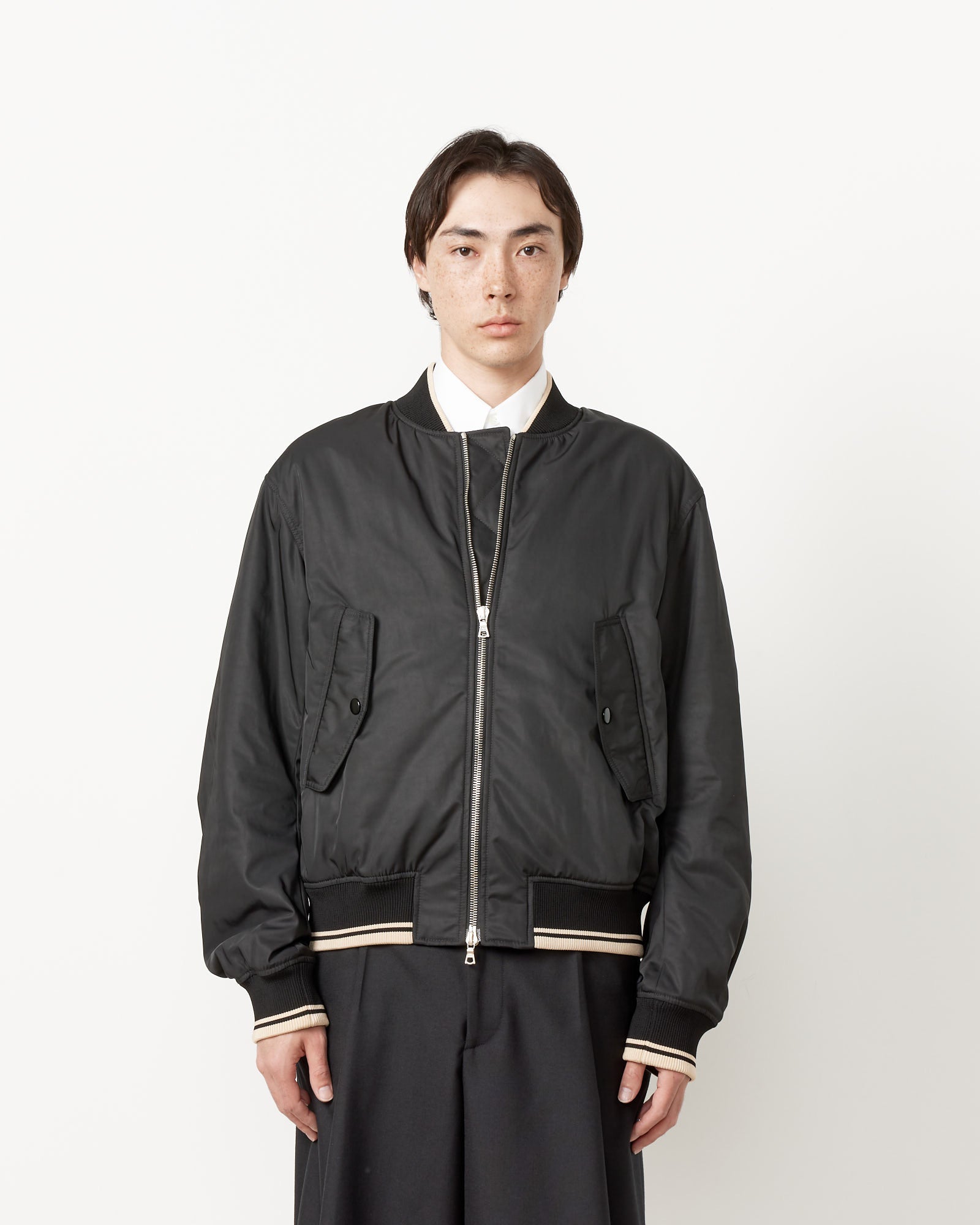 Zip Bomber Jacket in Black